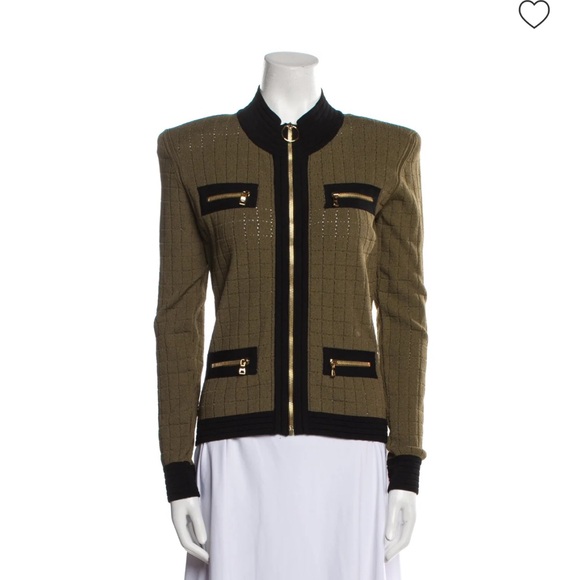 Balmain Jackets & Blazers - Balmain Women’s zip-up Olive and Black Women's Blazer sz US 8 FR 40 NEW